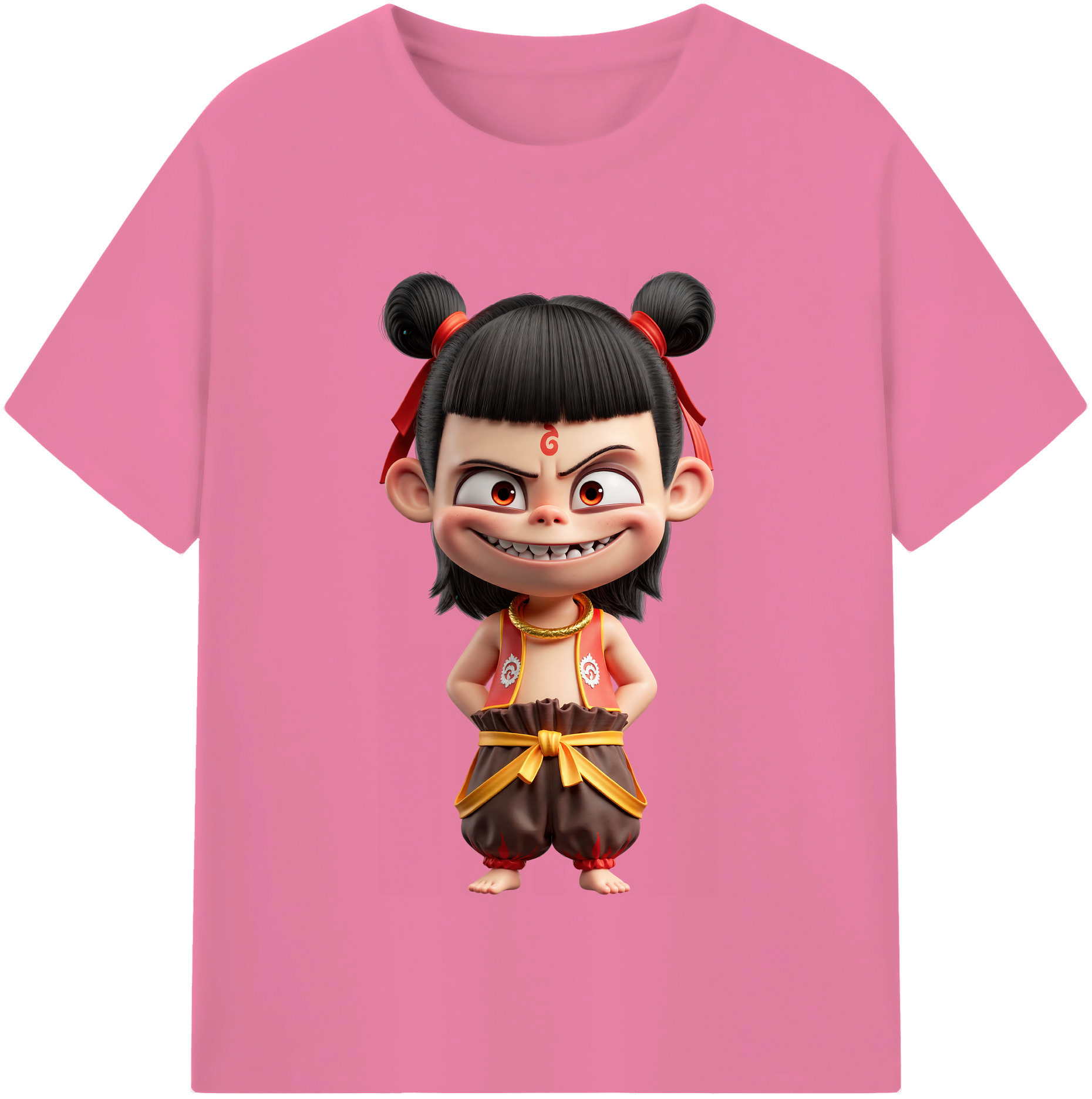 （画像用） Ne Zha 2 ナタ 魔童の大暴れ 綿100％半袖Tシャツ（フロントプリント）